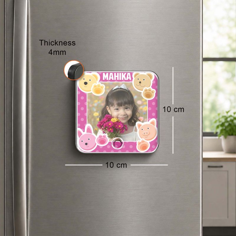 Birthday Gift for Daughter Personalised Musical Fridge Magnet with Custom Photo, Name and Song, Rechargeable & Music Playabe Feature Return Gift for Kids